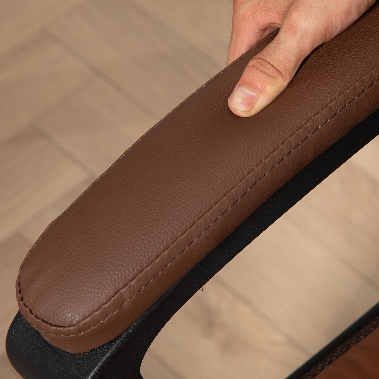 Faux Leather Office Chair - Brown / Grey