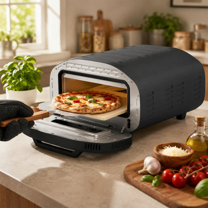 Electric Pizza Oven | 12 Inch | 8 Preset Modes | Ceramic Stone | 2200W | Grey