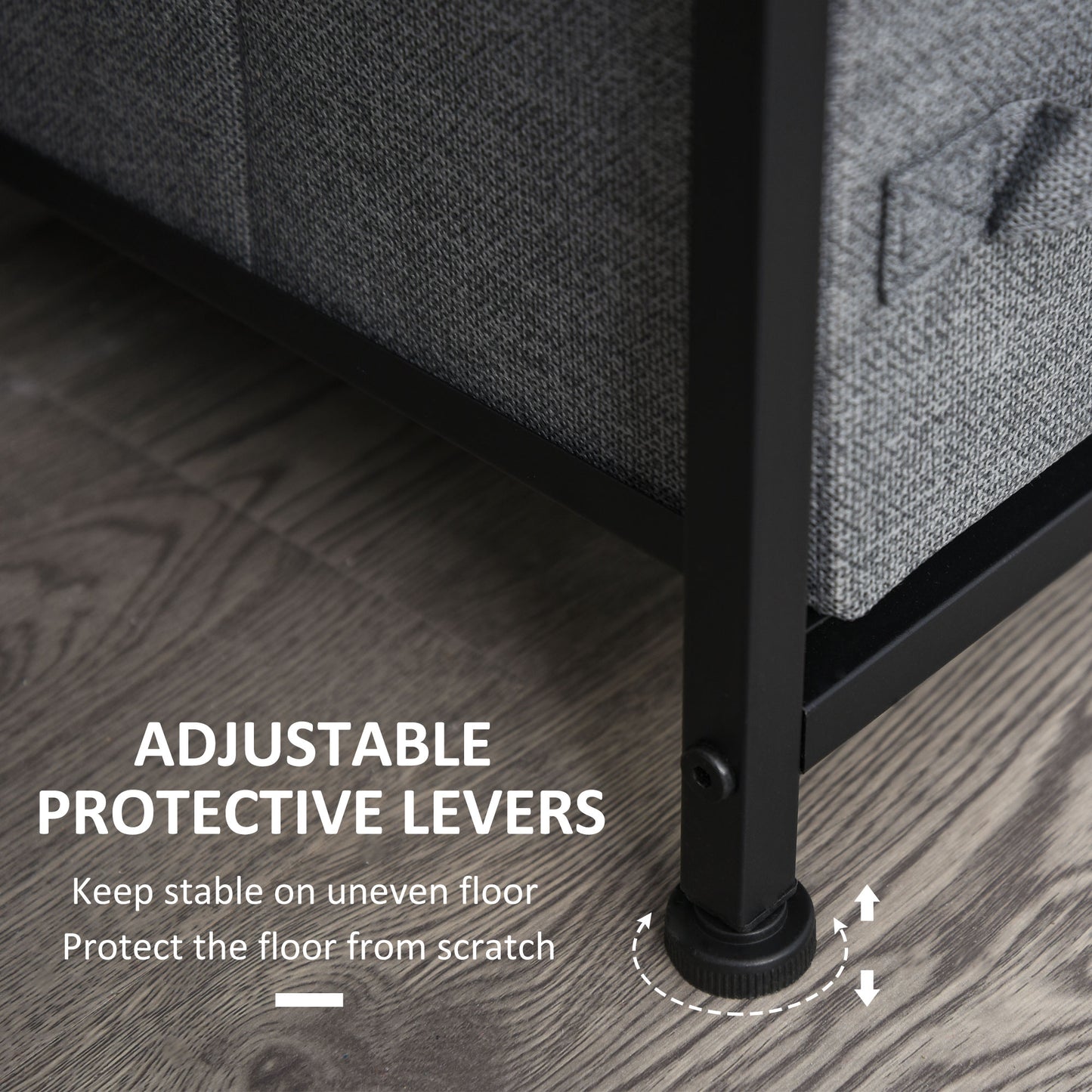 Chest of Drawers with 7 Drawers, Fabric Drawers with Large Storage Space, Drawers Dresser with Metal Frame, Adjustable Feet for Bedroom Living Room, Dark Grey