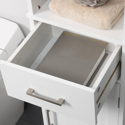 Kleankin Bathroom Furniture Set with Adjustable Shelves, Tall Bathroom Storage Cabinet with Open Shelves, Bathroom Floor Cabinet with Drawers, Pedestal Sink Cabinet, White