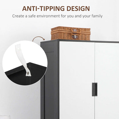 2 Door Wardrobe, Modern Wardrobe with 3 Drawers and Hanging Rod for Bedroom, White