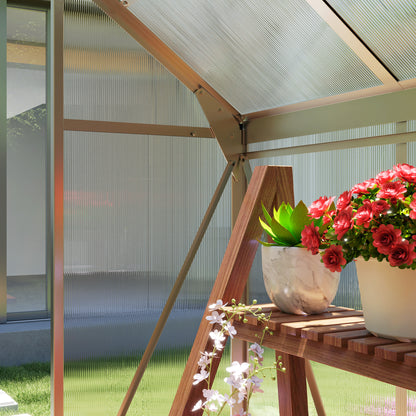 Walk-In Polycarbonate Greenhouse | 6x4ft | Aluminium Frame | Sliding Door | Roof Vent | 40kg/m² Snow Load | Silver