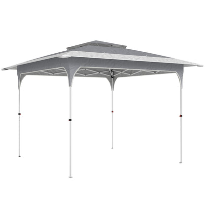 3.5x3.5m Pop Up Gazebo | One-Touch Setup | UPF50+ Double Tier 210D Oxford | 3 Height Settings | Wind Level 4-6 | Carry Bag | Dark Grey