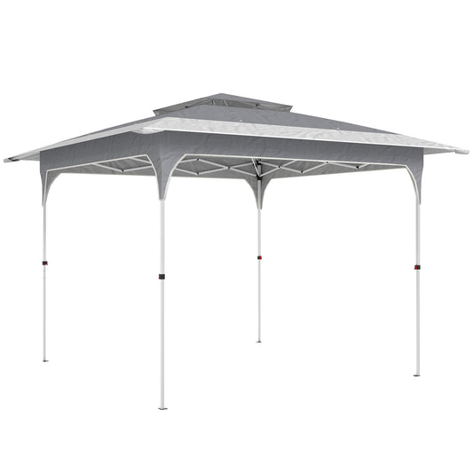 3.5x3.5m Pop Up Gazebo | One-Touch Setup | UPF50+ Double Tier 210D Oxford | 3 Height Settings | Wind Level 4-6 | Carry Bag | Dark Grey