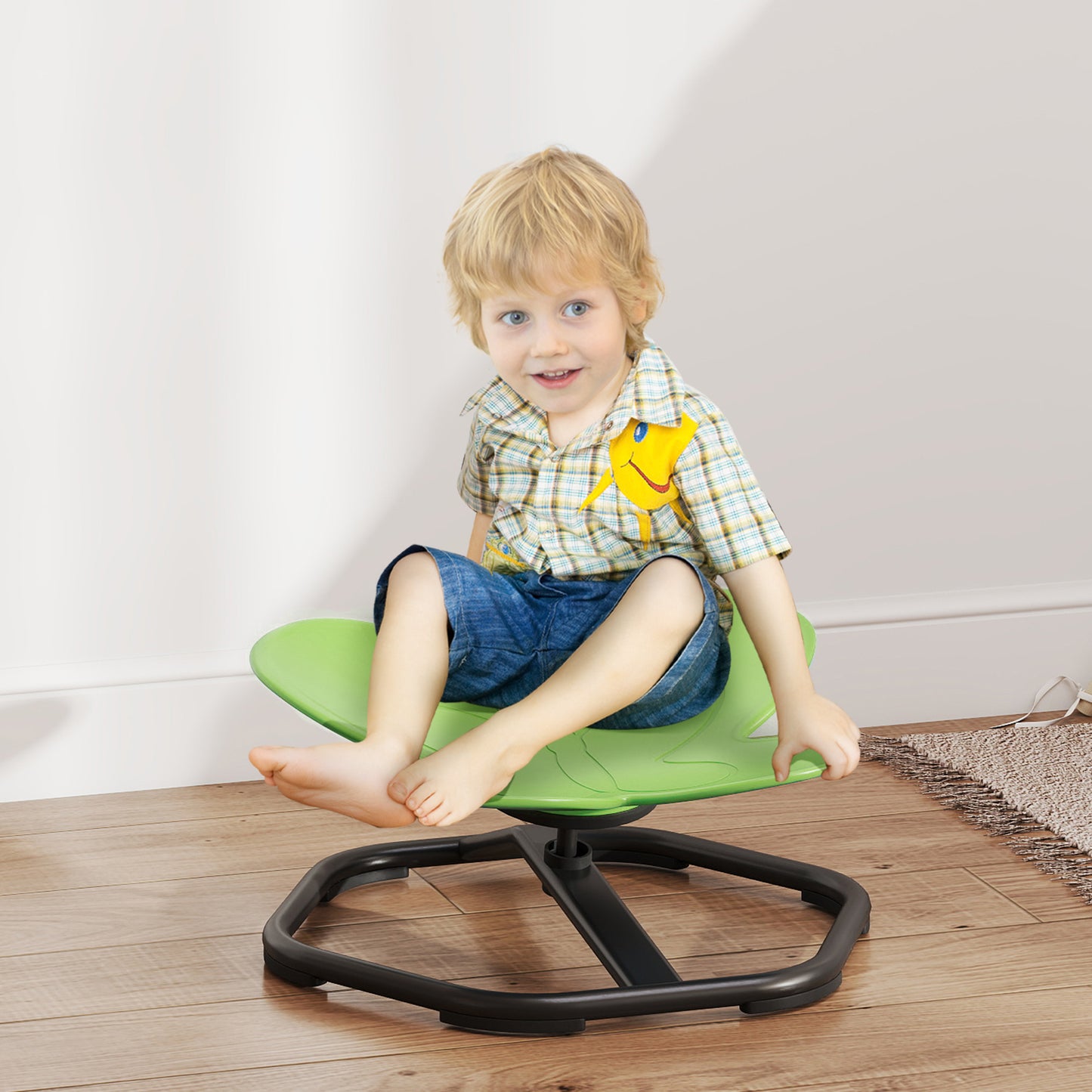 AIYAPLAY Butterfly-Shaped Kids Swivel Chair, Sensory Spinning Chair for Balance and Coordination Training, Green / Blue