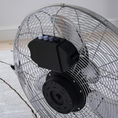 Metal Floor Fan, Electric Portable Desk & Table Fan with 3 Speed Settings and 120° Adjustable Tilt, Powerful Airflow for Home Office, Silver Tone