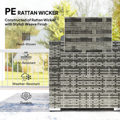 10-Piece PE Rattan Garden Furniture Set | 6 Chairs | 3 Footstools | Tempered Glass Dining Table | 10cm Zip Cushions | 4 Accent Pillows | L-Shaped Feet | 120kg Capacity | Grey & Dark Grey