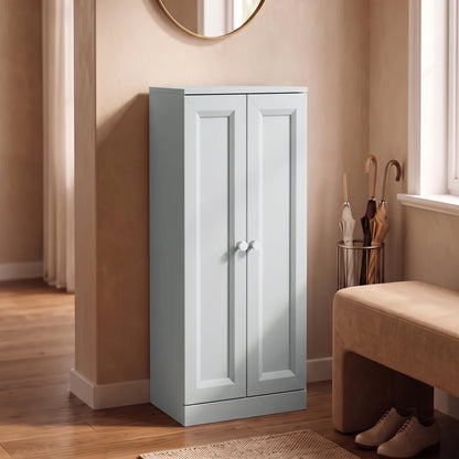 Narrow Bathroom Cabinet | Light Blue | Particleboard MDF | 38x26x97cm | 2 Doors 4 Tiers | Soft-Close Hinges | Anti-Tip | 20kg | Nordic Style | Freestanding Slim Cupboard