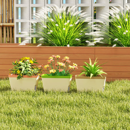 Set of 3 Self Watering Plant Pots Outdoor, Garden Planters with Visual Water Level Window, Plastic Flower Pots for Indoor Outdoor Garden Balcony Windowsill
