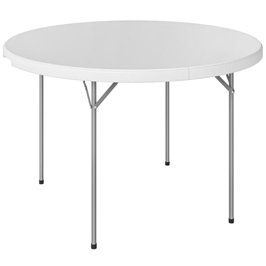 Folding Picnic Camping Table | 120x120cm | HDPE Top | Water Resistant | Powder Coated Frame | Anti-Slip Feet | 100kg | No Assembly | White