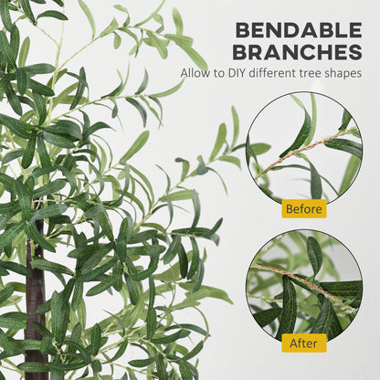 6ft Olive Tree Light with 300 Warm White LED Lights, Artificial Tree for Indoor, Party, Wedding, Christmas, Home Decoration, Green