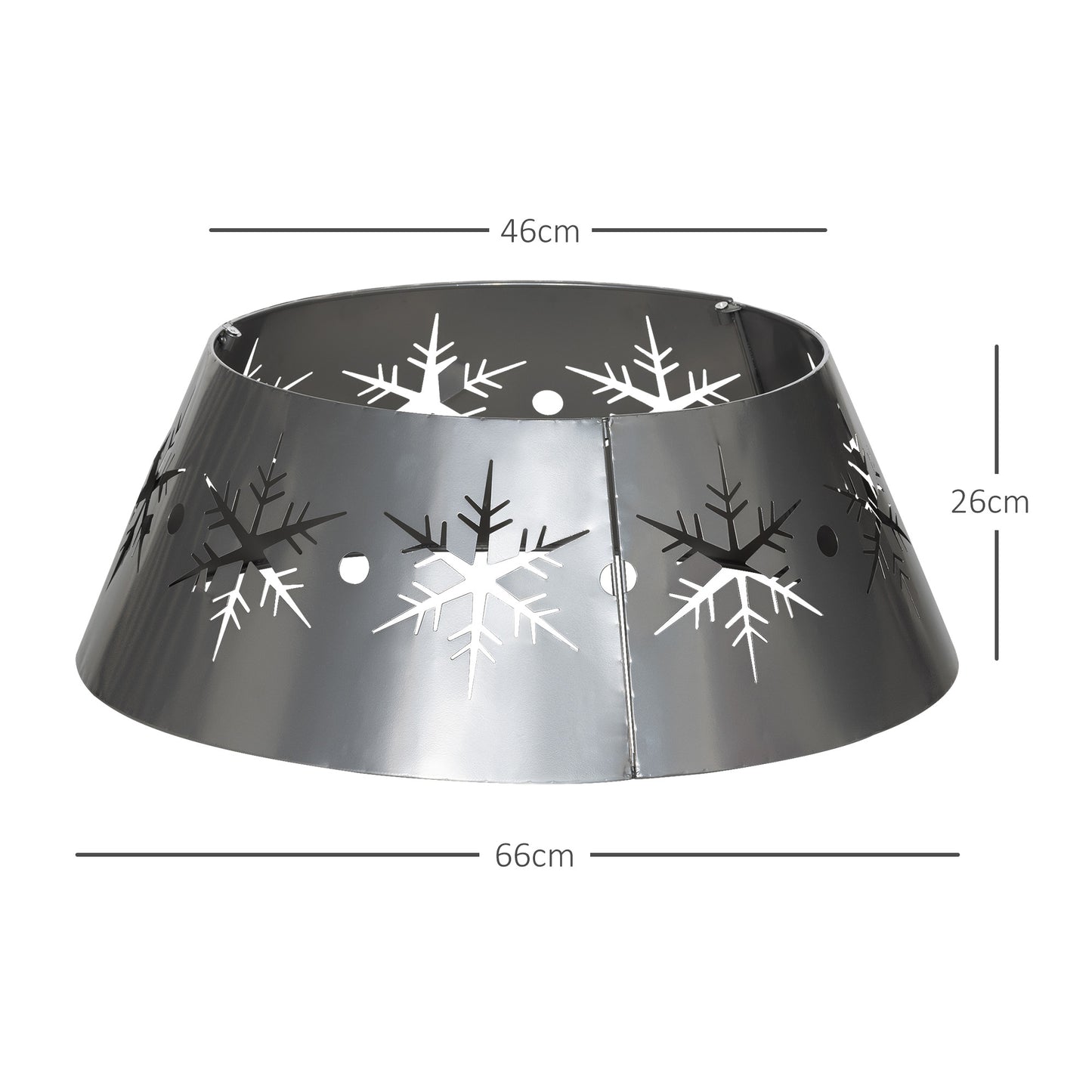 Christmas Tree Collar Base Cover 66cm with Hollow Snowflake Patterns, Decoration for Party, Holiday, Home, Silver
