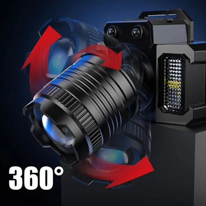 LED Sensor Headlamp Camping Search Light Front Head Lamp Rechargeable Powerful Lantern 