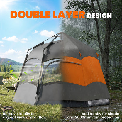 Outsunny Double Layer Instant Pop Up Tent with Rainfly, Portable Camping Shelter with Sewn-in Groundsheet and Carry Bag