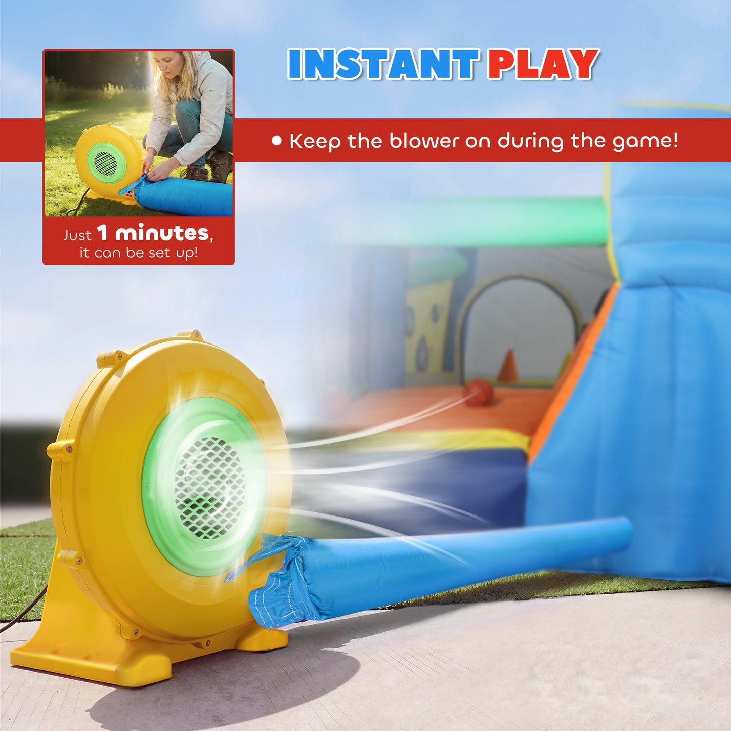 AIYAPLAY 8 in 1 Bouncy Castle for Kids, Inflatable Bounce House with Slide, Pool (Ball Pit), Water Cannon for Indoor Outdoor