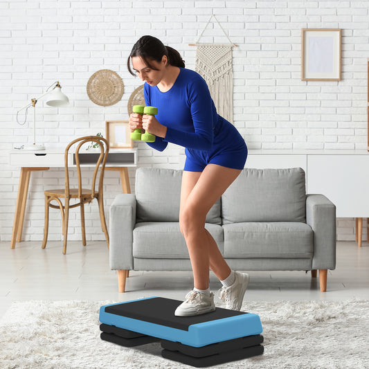 SPORTNOW Fitness Stepper, 3-Height Adjustable Aerobic Step, Non-Slip Exercise Step Board for Home Gym Office Workout, 10.5cm, 15.5cm, 20.5cm