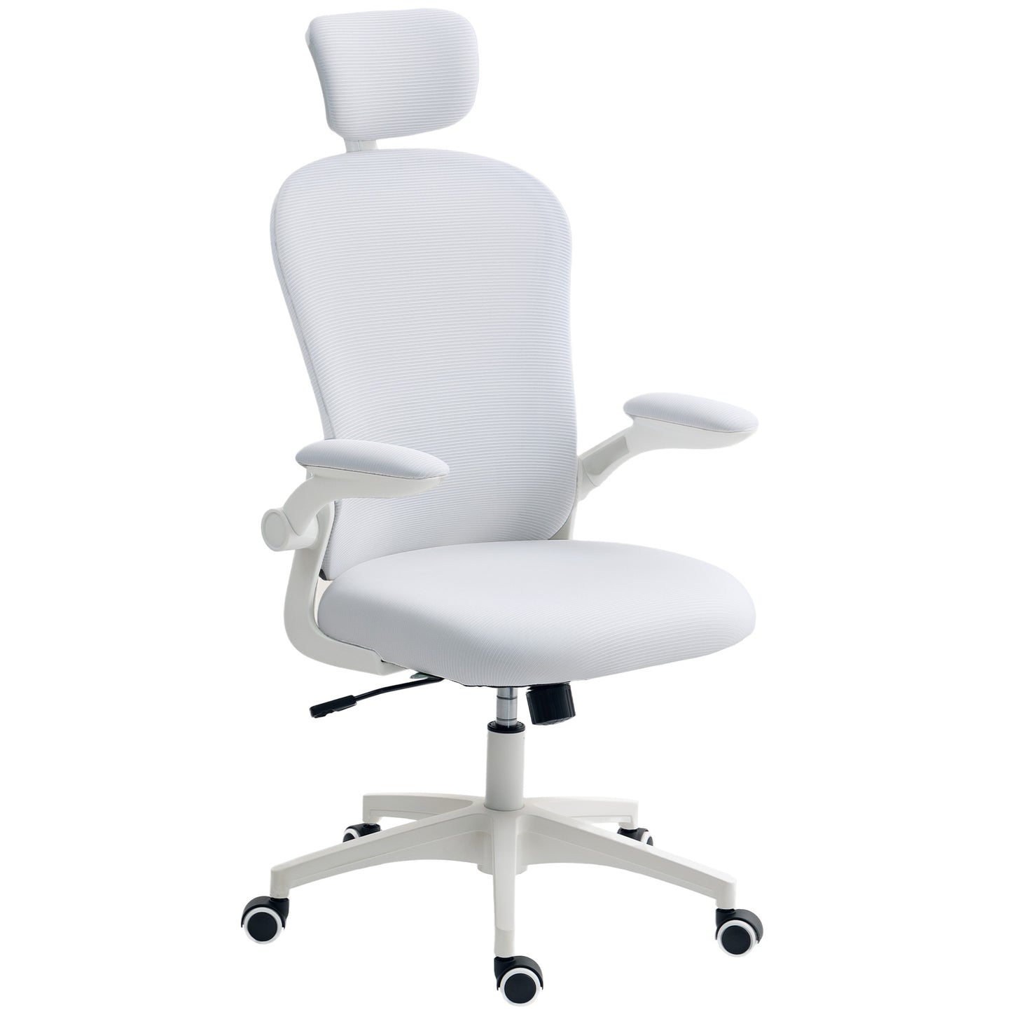Ergonomic Mesh Office Chair | Adjustable Lumbar Support & Headrest | Flip-Up Armrests | 50x50cm Seat | Height 43-51cm | 360° Swivel | 120kg | White