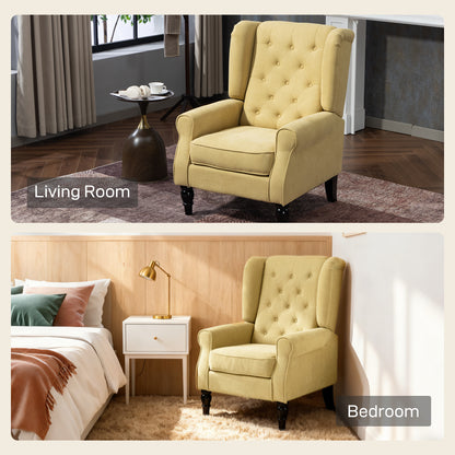Wingback Accent Chair, Retro Vintage Style Upholstered Button Tufted Occasional Chair for Living Room and Bedroom