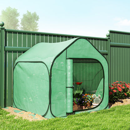 Outsunny 150 x 148cm Pop-Up Greenhouse - Green / White