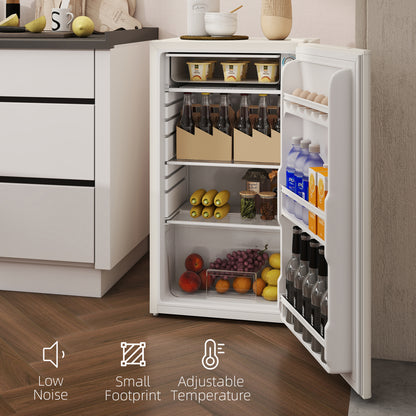 91 Litre Freestanding Under Counter Fridge Freezer, Small Fridge with Chiller Box, Adjustable Thermostat, 47.5cm Wide, Beige