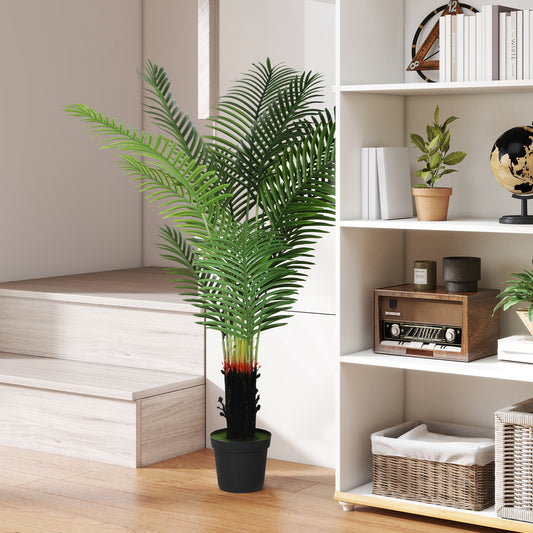 150cm Artificial Areca Palm Tree with 12 PE Leaves, Decorative Artificial Plant with Plastic Pot and Flocked Soil, Fake Plant