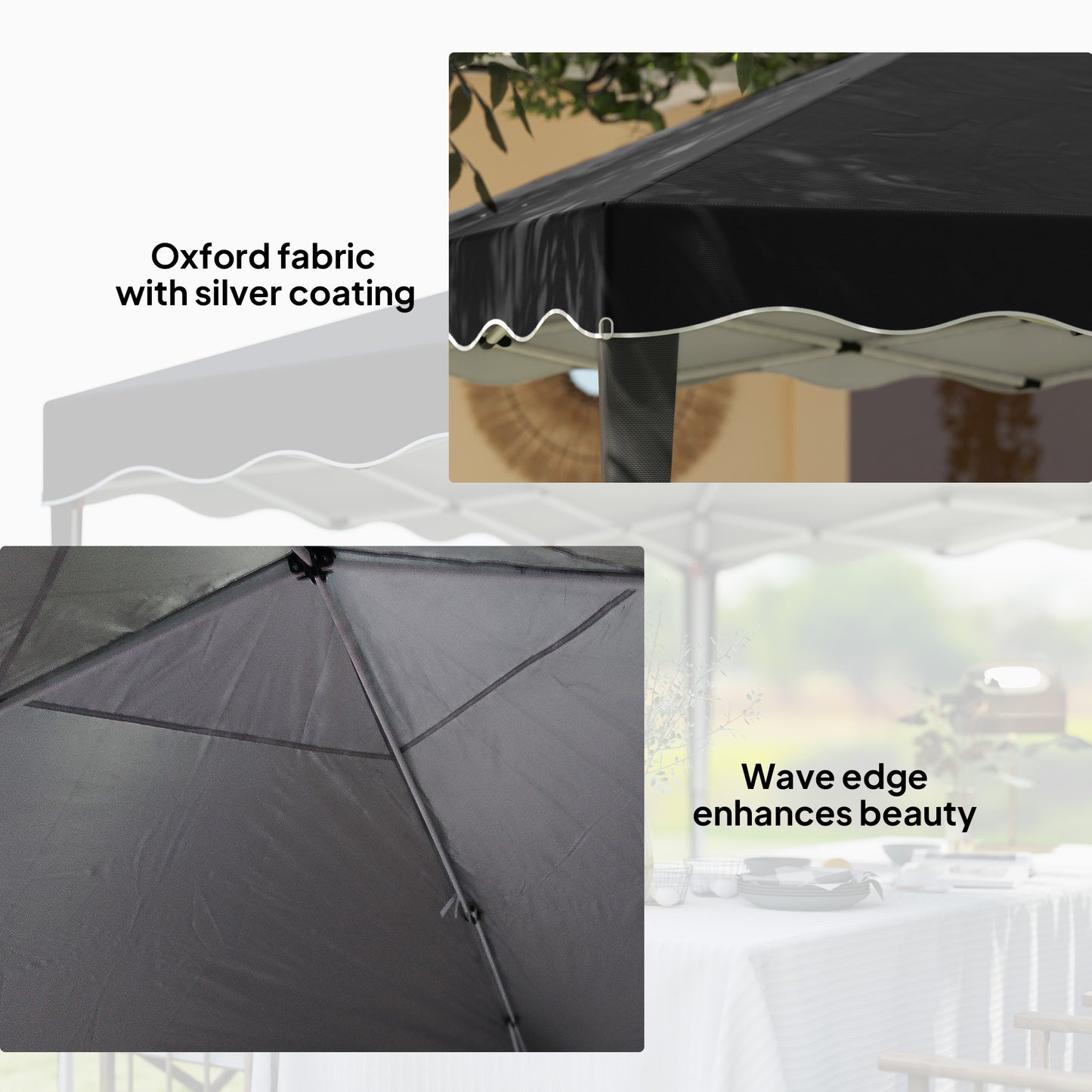 Outsunny 3 x 3cm Adjustable Height Pop-Up Gazebo, with Bag - Black