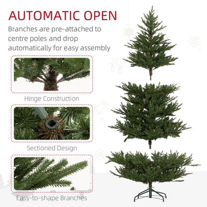 6ft Artificial Christmas Tree with 2380 Tips, Metal Base, Realistic, Easy to Assemble, Green