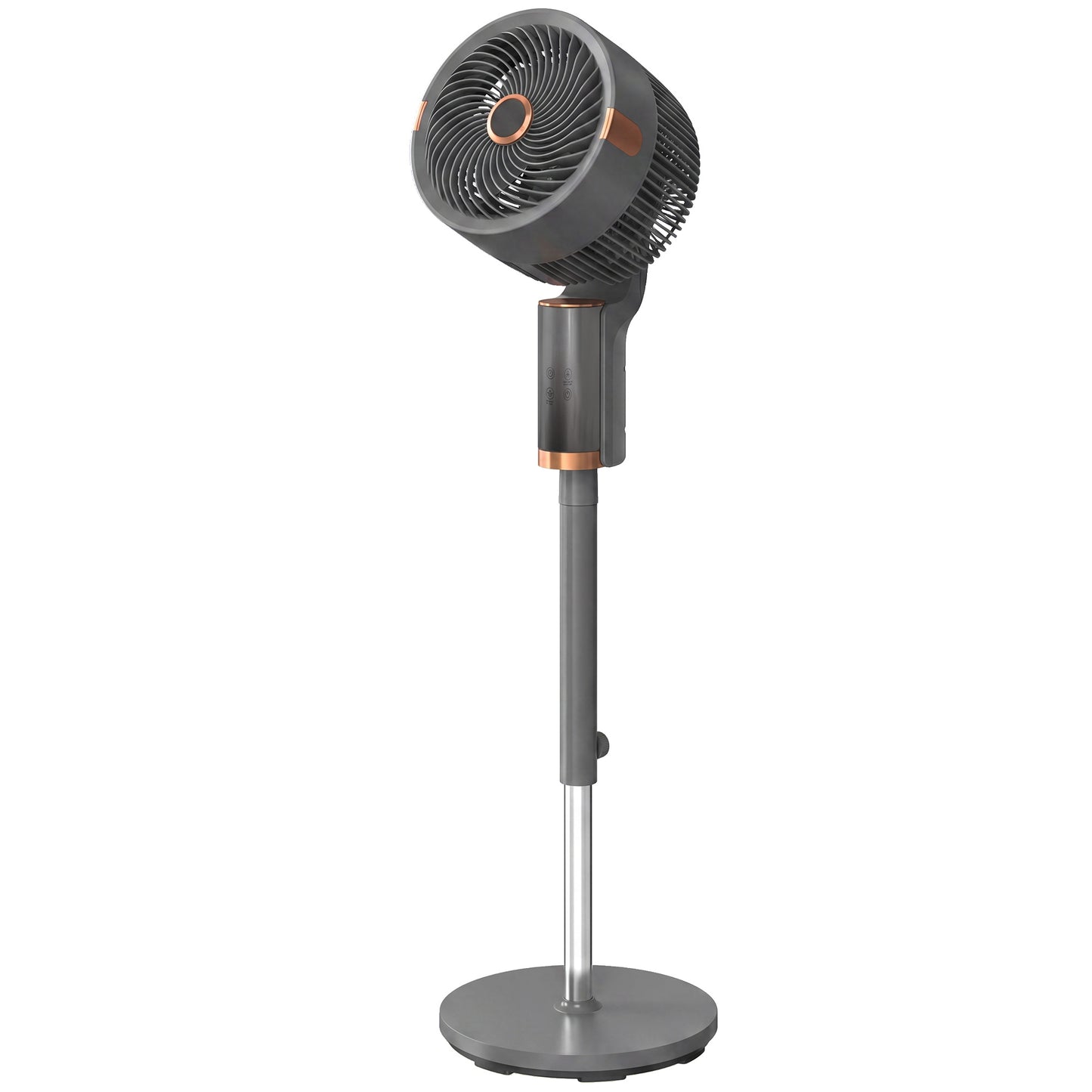 Pedestal Standing Fan | 20dB Sleep Mode | 8 Speeds | 9.5m³/min Airflow | 3D Oscillation | Aromatherapy Pad | Blue Mood Light | Detachable Grill | 5m Remote | 12H Timer | 50W | 110cm | Grey