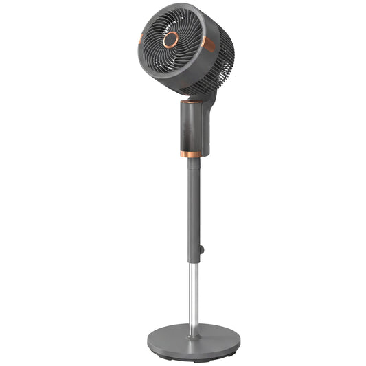 Pedestal Standing Fan | 20dB Sleep Mode | 8 Speeds | 9.5m³/min Airflow | 3D Oscillation | Aromatherapy Pad | Blue Mood Light | Detachable Grill | 5m Remote | 12H Timer | 50W | 110cm | Grey