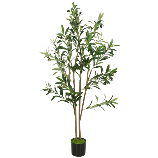 Artificial Olive Tree | 120cm | 303 Silk Leaves | Shapeable Branches | Cement Pot | No Maintenance | Green