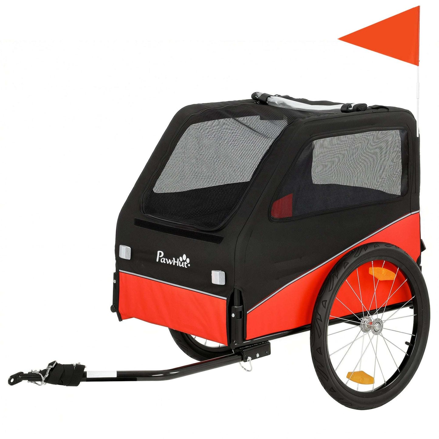 Dog Bike Trailer | 20kg Capacity | 20" Inflatable Rubber Wheels | Universal Coupler | 600D Oxford Fabric | Steel Frame | Reflectors & Safety Flag | Foldable | 139x72x88cm | Red