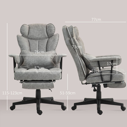 Executive Office Chair, Ergonomic Desk Chair with Foot Rest, Lumbar Support, Reclining Function and Wide Seat, Grey