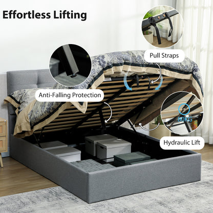 4ft6 Double Ottoman Bed with Gas Lift Storage - Grey