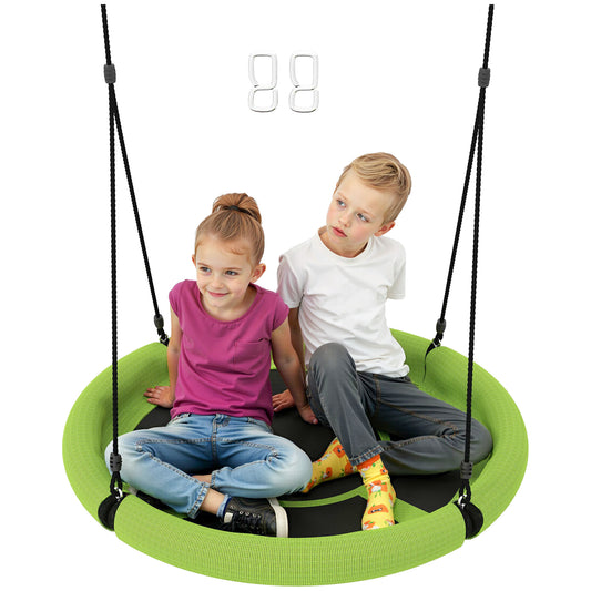 AIYAPLAY 100cm Diameter Nest Swing Seat for Kids with Height Adjustable Hanging Ropes for Outdoor, Playground, Garden, Green, Black, Purple