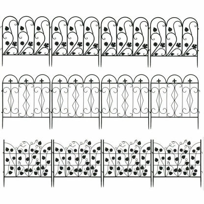 5 Piece Large Decorative Garden Fence Outdoor Coated Metal Rust Proof Landscape Wrought Iron Wire Border Folding Patio Fencing Barrier