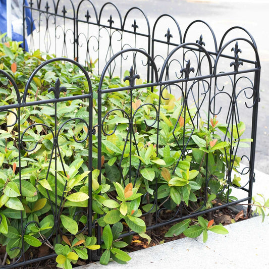 5 Piece Large Decorative Garden Fence Outdoor Coated Metal Rust Proof Landscape Wrought Iron Wire Border Folding Patio Fencing Barrier