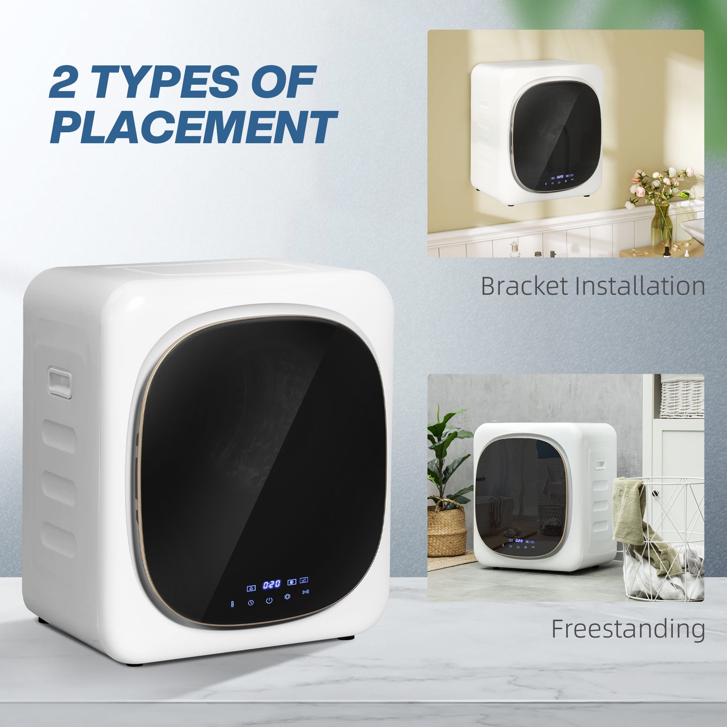 4kg Vented Tumble Dryer W/ Deodorise, Smart Mode, 800W Compact Tumble Dryer For Small Spaces, Front Loader For Flat, Home, RVs