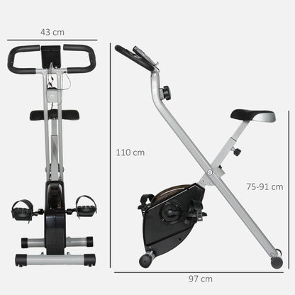 SPORTNOW Folding & Quiet Exercise Bike with 8-Level Magnetic Resistance and Heart-Rate Sensor for Home Gym