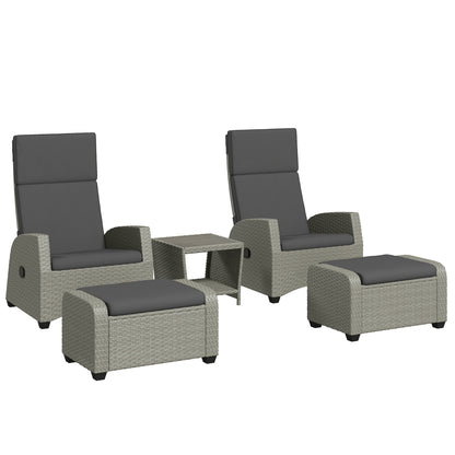 Outsunny 5-Piece Rattan Garden Furniture Set with Cushions - Charcoal Grey