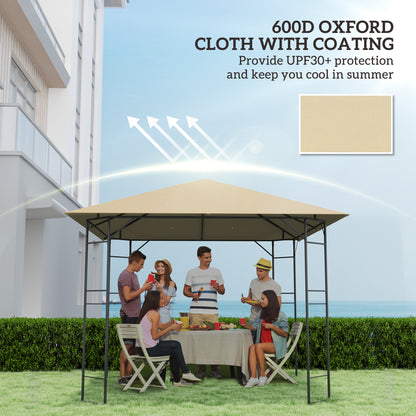 Outsunny 3 x 3(m) Gazebo Canopy Replacement Cover, Garden Gazebo Roof Replacement with Drain Holes, Water Resistant PVC Coating, 370g/㎡, UPF30+, Beige