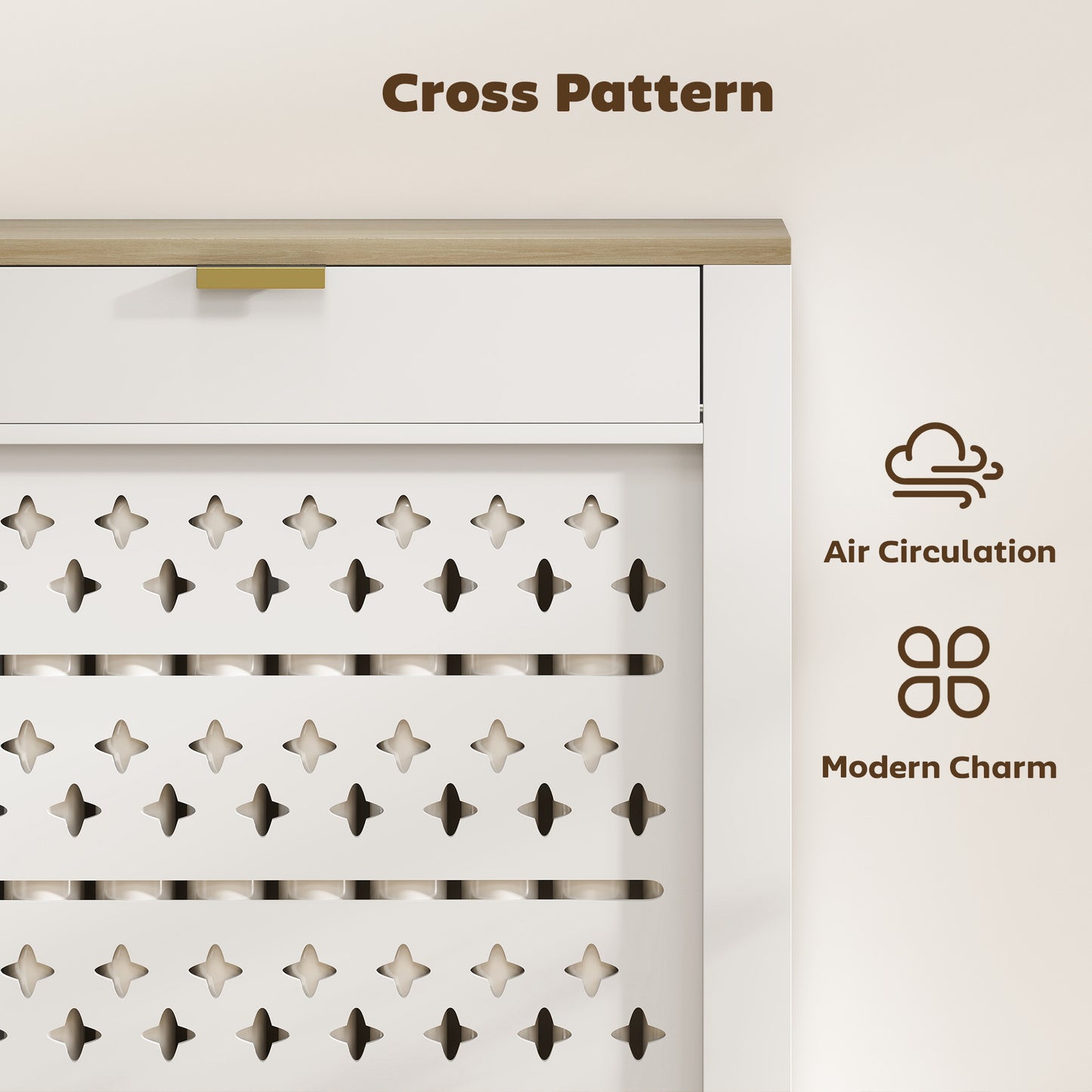 78 x 19 cm Minimal Radiator Cover, with Drawer - White