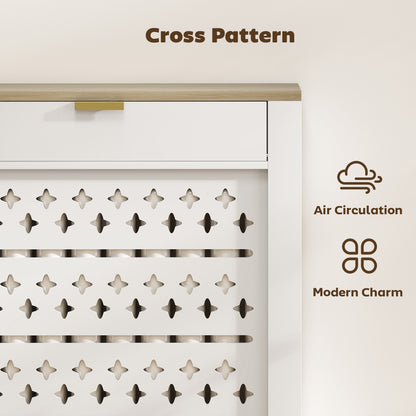 78 x 19 cm Minimal Radiator Cover, with Drawer - White