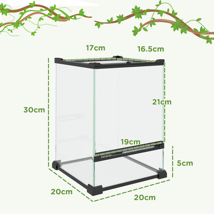 PawHut 12L Vivarium for Lizards Frogs Snakes Turtles Tortoises w/ Anti Escape Design, Ventilation