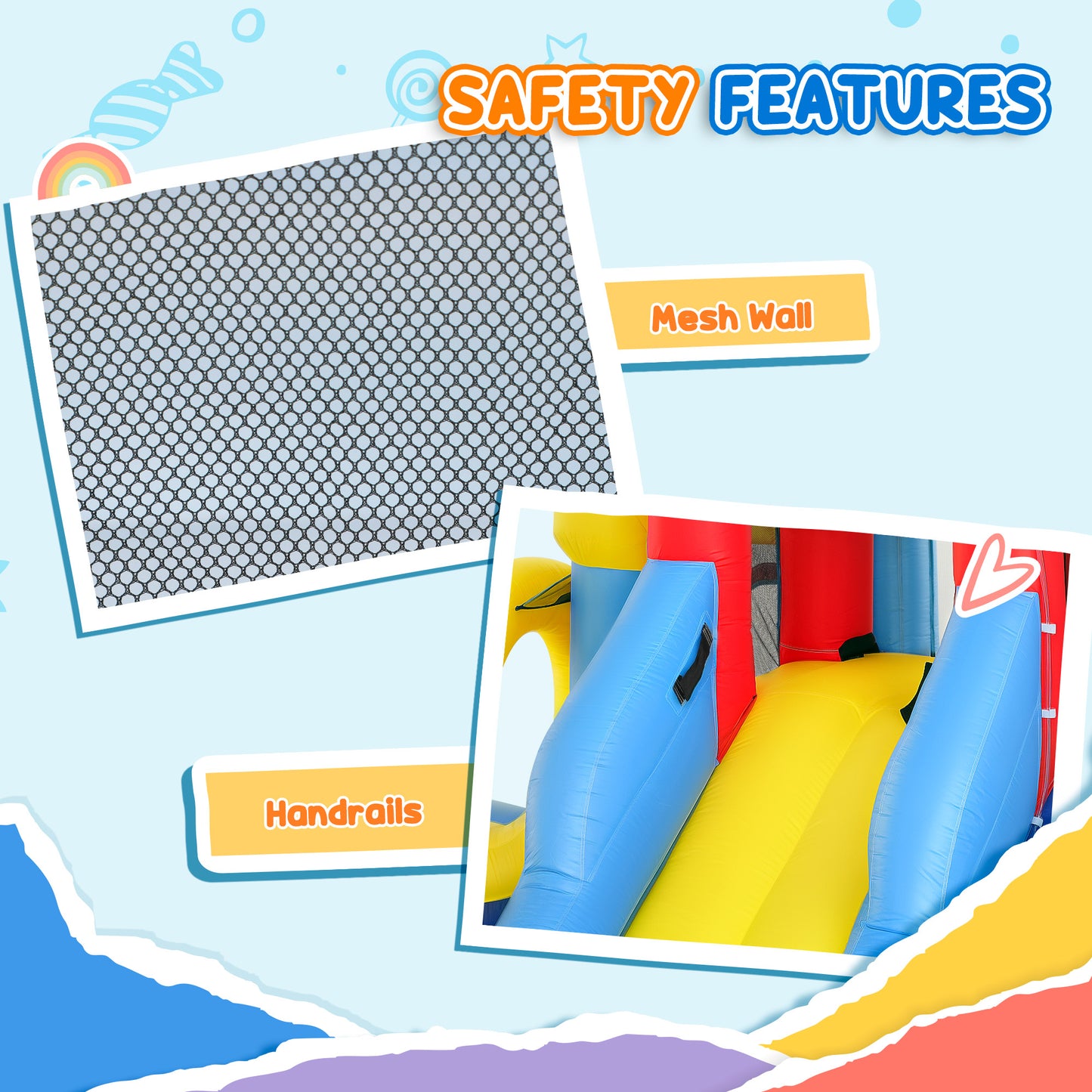 AIYAPLAY Inflatable Bouncy Castle, Kids Water Bounce House 6 in 1 with 550W Blower, 2 Slides for Garden, Party, Outdoor Indoor