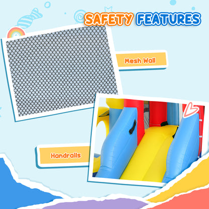 AIYAPLAY Inflatable Bouncy Castle, Kids Water Bounce House 6 in 1 with 550W Blower, 2 Slides for Garden, Party, Outdoor Indoor