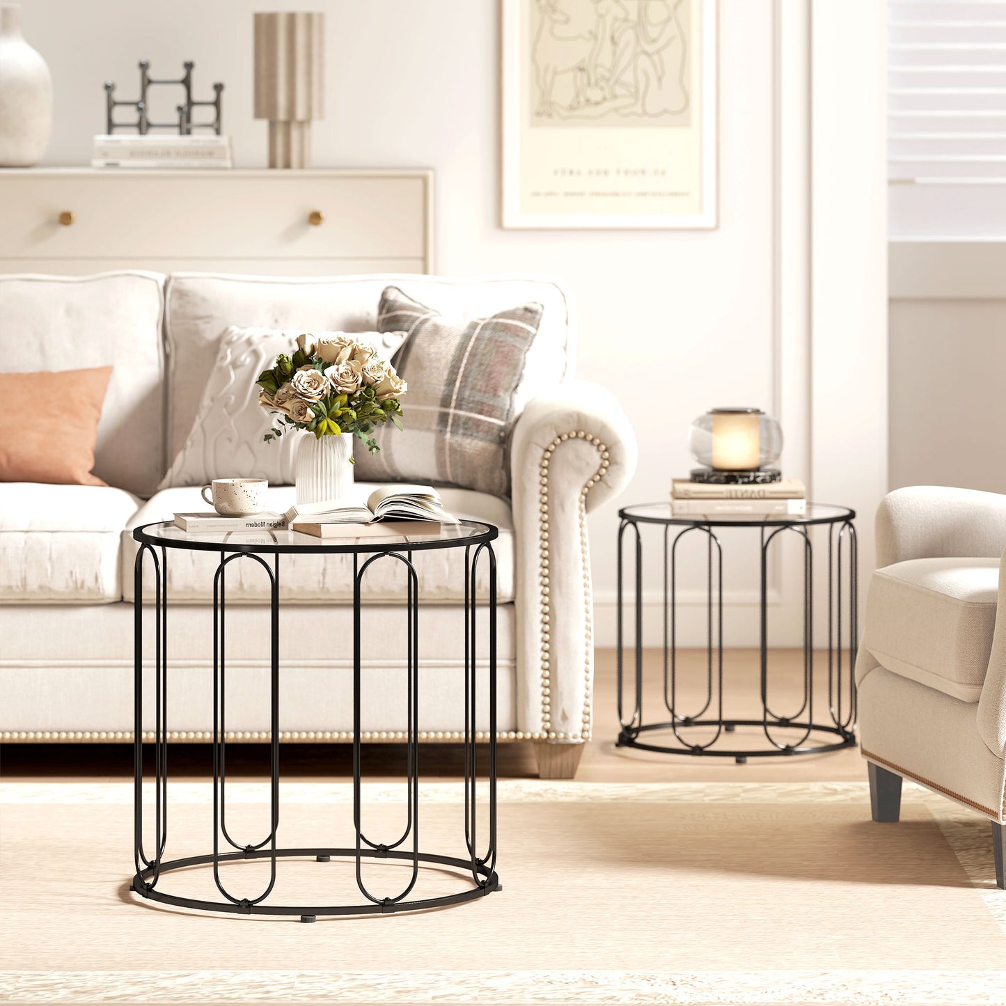 Elliptical Cut-Out Nesting Tables - Black