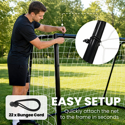 SPORTNOW Football Goal | Black & White | 6x4ft 180x90x122cm | 32mm Metal Frame | Polyester Net 10x10cm Mesh | 22 Bungee Cords | 4 Ground Stakes | Indoor Outdoor | Age 5+