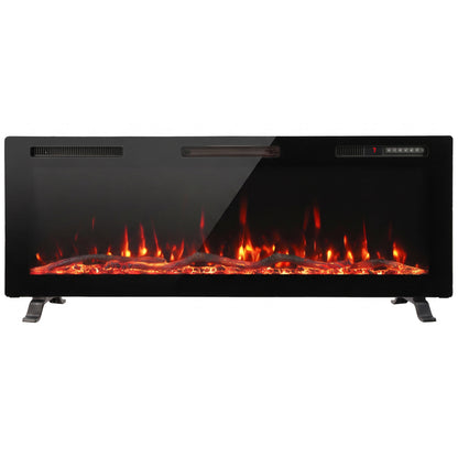 107cm Slim Electric Fireplace | Wall Mounted, Recessed or Freestanding | 900/1800W, 12 Flame Colours, Remote, ECO & 7-Day Timer | Black