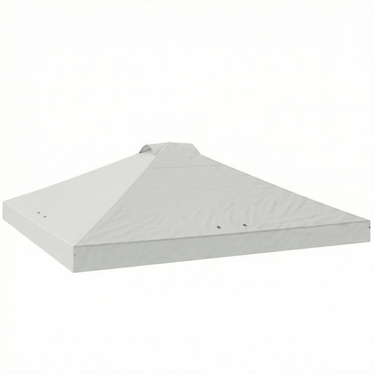 3x3m Gazebo Roof Replacement Canopy | UV50+ Waterproof | 210D Silver-Coated Oxford Fabric | Double Vented | 8 Drainage Holes | Hook & Loop | Fits 3x3m Straight-Leg Frames | White