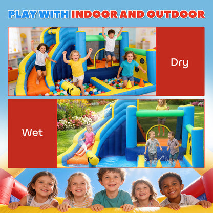 AIYAPLAY 8 in 1 Bouncy Castle for Kids, Inflatable Bounce House with Slide, Pool (Ball Pit), Water Cannon for Indoor Outdoor
